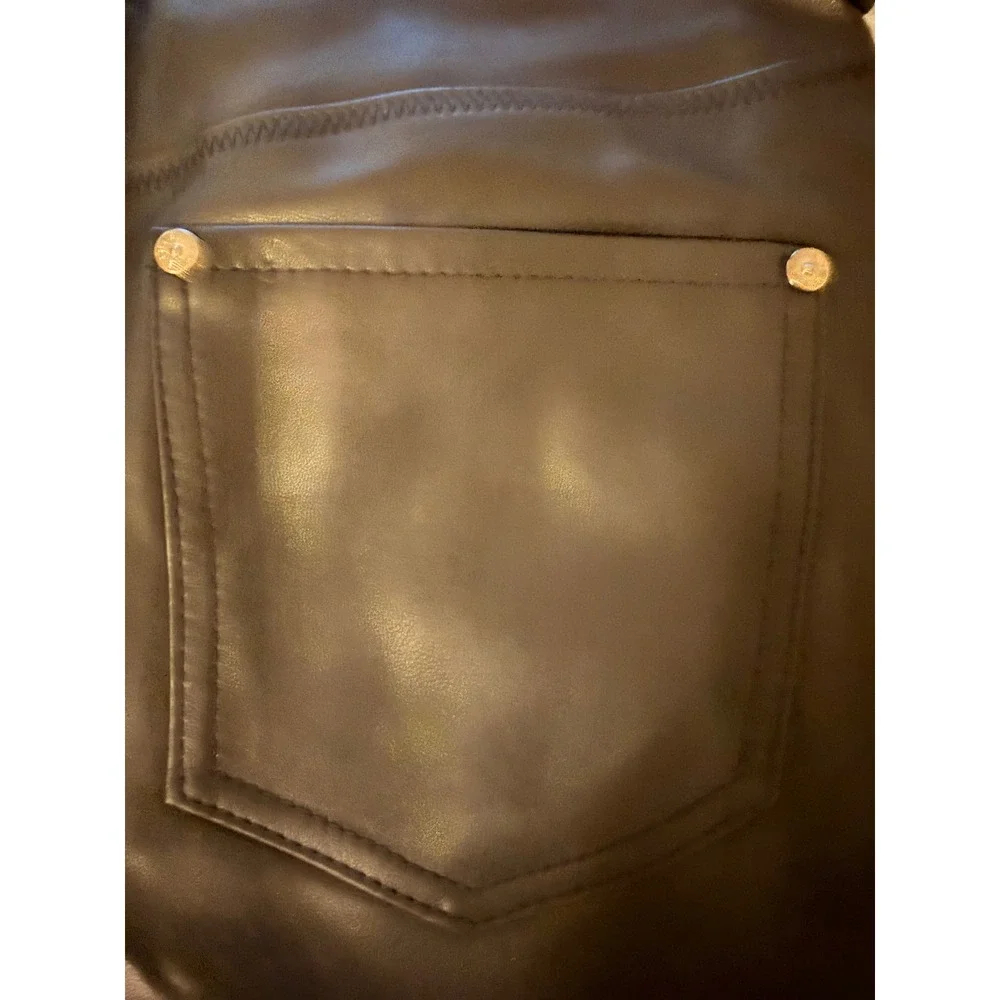 Free People Women's Black Vegan Leather Skinny Pants High Rise Size 27